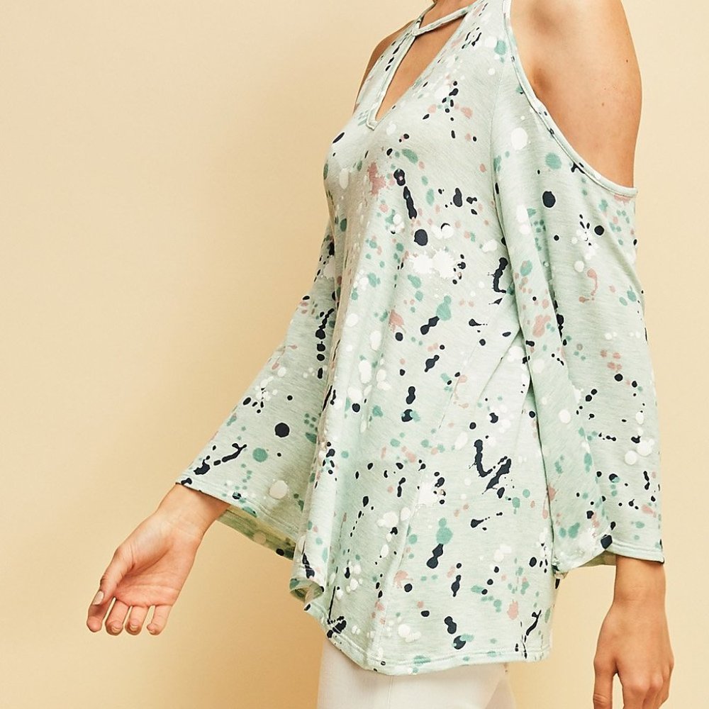 Cold Shoulder Spring Confetti Top - Picture 6 of 8